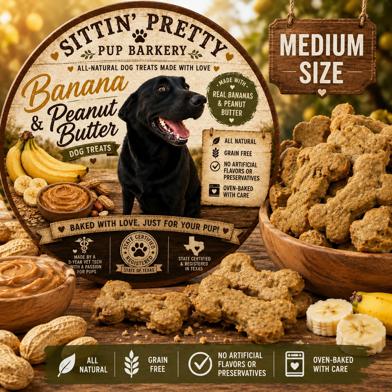 All natural homemade Dog treats (Medium)