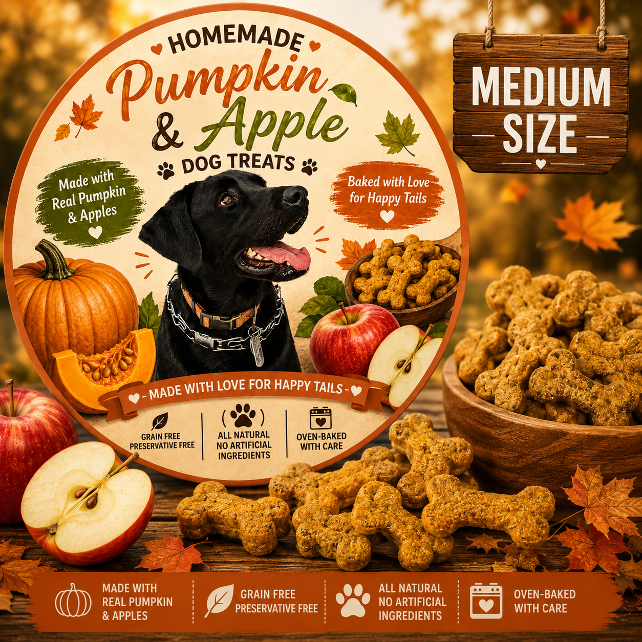 All natural homemade Dog treats (Medium)