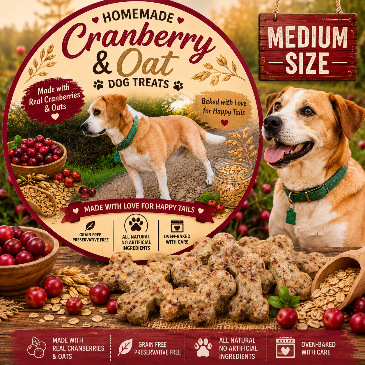 All natural homemade Dog treats (Medium)
